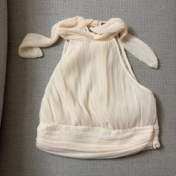 Zara Tops - NWT ZARA Pleated Halter Cropped Tank Top in Light Cream